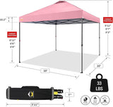 CROWN SHADES 10x10 Pop Up Canopy Tent - Patented Center Lock One Push Instant Outdoor Canopy Beach Tent with STO-N-Go Bag 8