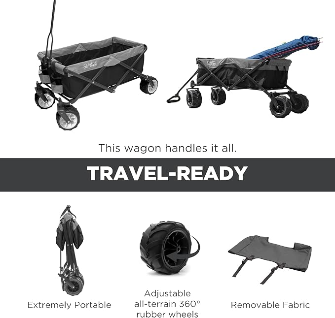 Creative Outdoor Push Pull Hauler Wagon for Kids, 200lbs Weight Capacity, All-Terrain Collapsible and Portable Folding Cart,
