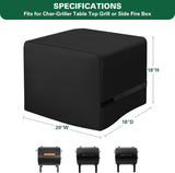 Side Fire Box Grill Cover Fits for Char-Griller 22424 72424 E82424 Portable Tabletop Grill, 600D Heavy Duty BBQ Cover
