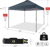 CROWN SHADES 10x10 Pop Up Canopy Tent - Patented Center Lock One Push Instant Outdoor Canopy Beach Tent with STO-N-Go Bag 8
