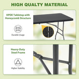 6FT Folding Table, Heavy Duty Plastic Table Portable Fold-in-Half Utility Table Indoor Outdoor Picnic Table w/Handle & Lock