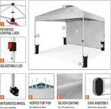 CROWN SHADES 10x10 Pop Up Canopy with 1 Side Wall - Beach Tent with One Push Setup - Outdoor Sun Shade for Events, Parties,