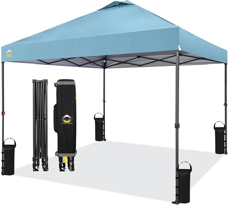 CROWN SHADES 10x10 Pop Up Canopy Tent - Patented Center Lock One Push Instant Outdoor Canopy Beach Tent with STO-N-Go Bag 8