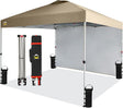 CROWN SHADES 10x10 Pop Up Canopy with 1 Side Wall - Beach Tent with One Push Setup - Outdoor Sun Shade for Events, Parties,