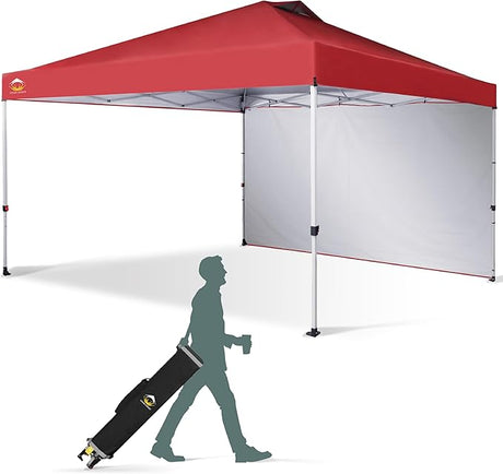 CROWN SHADES 12x12 Pop Up Canopy Tent Instant Commercial with 150D Silver Coated Fabric Including 1 Removable Sidewall, 4