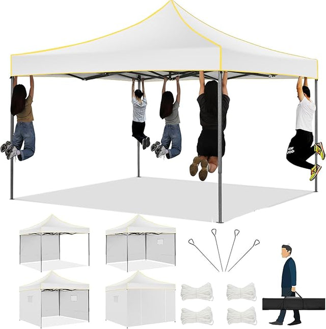 COBIZI 10x10 Heavy Duty Pop up Canopy Tent with 4 Removable Sidewalls, Ez Pop up Canopy with Portable Bag, Commercial Gazebo