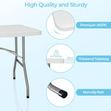 6ft Folding Table, Outdoor Foldable Table with HDPE Tabletop, Safety Locks, Easy to Carry and Store, No-Assembly Camping