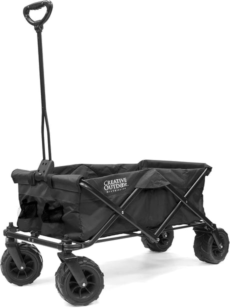 Creative Outdoor Push Pull Hauler Wagon for Kids, 200lbs Weight Capacity, Rubber Wheels, All-Terrain Collapsible and