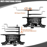 47 Inch Outdoor Fire Pit with 2 Grills, Extra Large BBQ Firepits for Outside, Metal Round Fire pits with Lid&Fire Poker,3 in