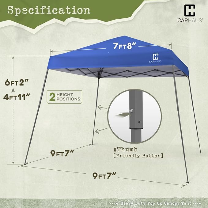 CAPHAUS One-Push Pop Up 8x8 Canopy Tent, Heavy-Duty Commercial Grade with Central Lock, Portable Instant Folding Shelter
