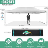 COBIZI 13x26 Pop Up Tent 13x26 Canopy with Sidewalls Heavy Duty Canopy Party Tent for Parties, Outdoor Wedding Large Event