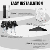10x10 Pop Up Canopy, 300D Silver Coated Black Fabric Outdoor Gazebo, Beach Tent Slant Legs with Storage Bag,Easy Up Sun