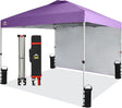 CROWN SHADES 10x10 Pop Up Canopy with 1 Side Wall - Beach Tent with One Push Setup - Outdoor Sun Shade for Events, Parties,