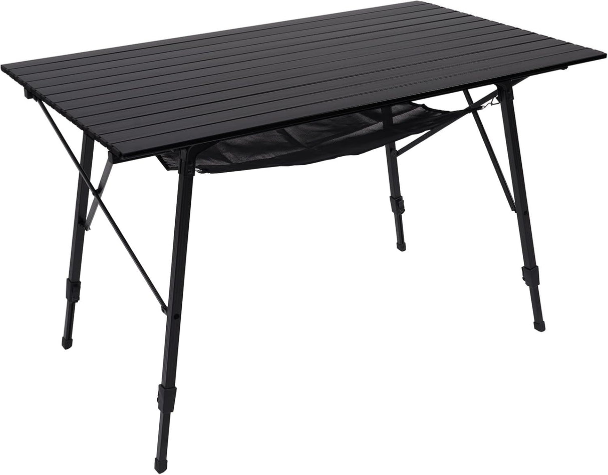 PORTAL Camping Table Portable Foldable with Adjustable Legs, Aluminum Folding Table Roll Up Table with Carrying Bag for