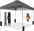 CROWN SHADES Adjustable Height on The Fly, 10x10 Pop Up Canopy - Beach Tent with One Push Setup - Easy Outdoor Sun Shade for