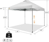 CROWN SHADES Adjustable Height on The Fly, 10x10 Pop Up Canopy - Beach Tent with One Push Setup - Easy Outdoor Sun Shade for