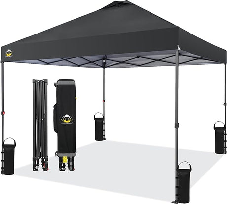 CROWN SHADES 10x10 Pop Up Canopy Tent - Patented Center Lock One Push Instant Outdoor Canopy Beach Tent with STO-N-Go Bag 8