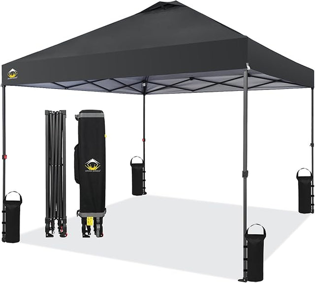 CROWN SHADES 10x10 Pop Up Canopy Tent - Patented Center Lock One Push Instant Outdoor Canopy Beach Tent with STO-N-Go Bag 8