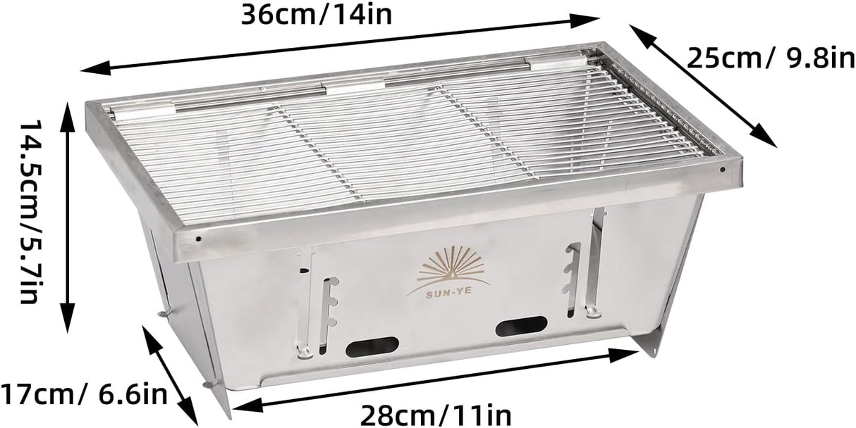 SUN-YE Charcoal Grill for IGT Table,Portable Grill with Carry Bag,Adjustable Furnace Burning Carbon Plate Height,Stainless