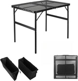 Camping Table 3FT Grill Table with 2×7/15L Storage Bag Foldable Folding Table Picnic Portable Stand Mesh 2 Height Adjustable