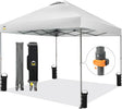 CROWN SHADES Adjustable Height on The Fly, 10x10 Pop Up Canopy - Beach Tent with One Push Setup - Easy Outdoor Sun Shade for