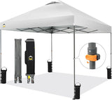 CROWN SHADES Adjustable Height on The Fly, 10x10 Pop Up Canopy - Beach Tent with One Push Setup - Easy Outdoor Sun Shade for
