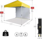 CROWN SHADES 8x8 Pop Up Canopy with 1 Side Wall - Beach Tent with One Push Setup - Outdoor Sun Shade for Events, Parties,