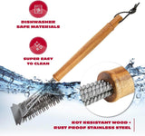 BBQ-AID All Angles BBQ Grill Brush for Outdoor Grill - Cleans All Angles, Large Wooden Handle, and Stainless Steel Bristles