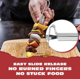 BBQ-AID Premium Barbecue Metal Skewers for Kabobs with Quick Release - Double Pronged, Stainless Steel Metal Skewer for