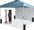 CROWN SHADES 10x10 Pop Up Canopy with 1 Side Wall - Beach Tent with One Push Setup - Outdoor Sun Shade for Events, Parties,