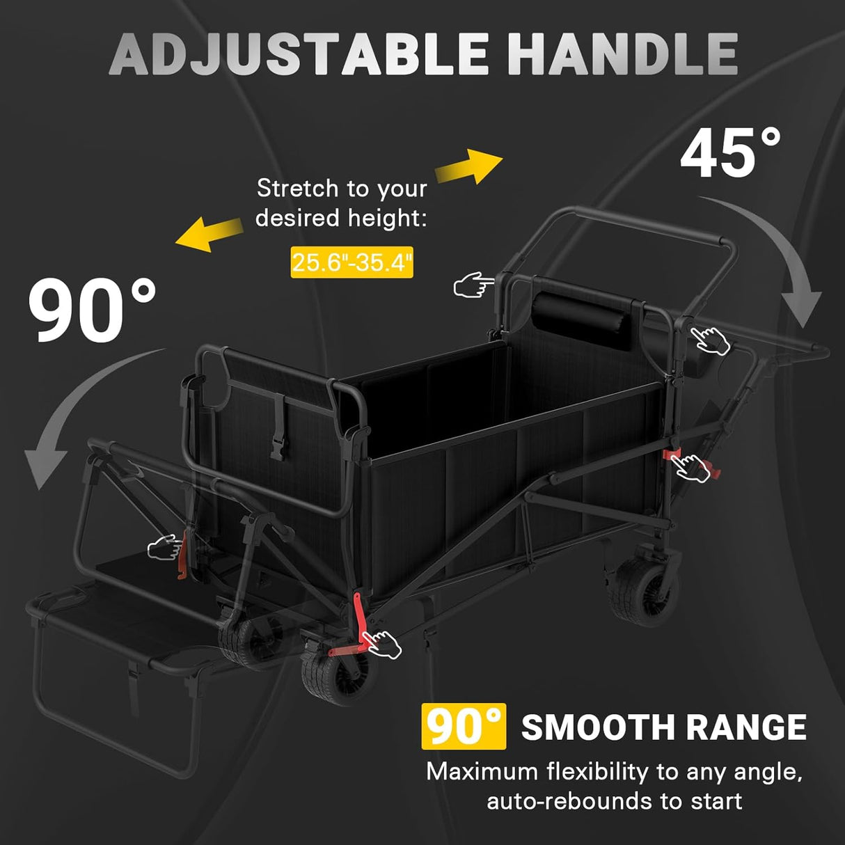 LEVELEVE Heavy Duty Folding Wagon - 2-in-1 Collapsible Cart, 650lb Capacity, All-Terrain Wheels w/Brakes & Side Pockets