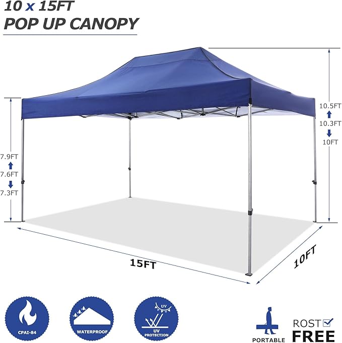 COBIZI 10x15 Pop up Canopy Heavy Duty Tent with 4 sidewalls Commercial Outdoor Canopy Event Tents All Season Wind &