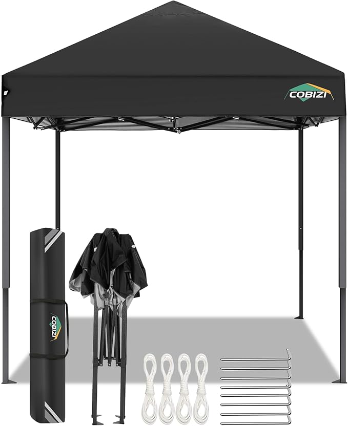 COBIZI 6.6x6.6ft Pop Up Canopy Tent, Heavy Duty Canopy Easy Set up All Weather Waterproof Outdoor Canopy Tent for Parties,