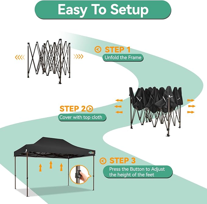 COBIZI 10x15 Pop Up Canopy Tent Heavy Duty Without Sidewall, Commercial Outdoor Easy Pop Up Gazebo for Party Wedding All