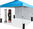 CROWN SHADES 10x10 Pop Up Canopy with 1 Side Wall - Beach Tent with One Push Setup - Outdoor Sun Shade for Events, Parties,