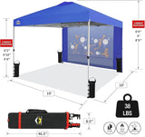 CROWN SHADES 10x10 Pop Up Canopy Tent with Game Netting - Beach Tent with One Push Setup - Outdoor Sun Shade for Events,