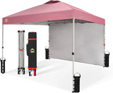 CROWN SHADES 10x10 Pop Up Canopy with 1 Side Wall - Beach Tent with One Push Setup - Outdoor Sun Shade for Events, Parties,