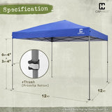 CAPHAUS 12ft x 12ft Patented One-Push Pop Up Outdoor Canopy Tent, Heavy-Duty Commercial Grade w/Central Lock, Portable and