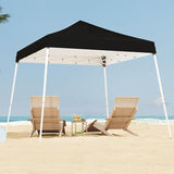 10x10 Pop Up Canopy, 300D Silver Coated Black Fabric Outdoor Gazebo, Beach Tent Slant Legs with Storage Bag,Easy Up Sun