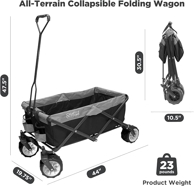 Creative Outdoor Push Pull Hauler Wagon for Kids, 200lbs Weight Capacity, All-Terrain Collapsible and Portable Folding Cart,