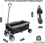 Creative Outdoor Push Pull Hauler Wagon for Kids, 200lbs Weight Capacity, All-Terrain Collapsible and Portable Folding Cart,