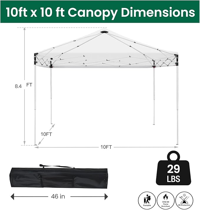 10x10ft Pop Up Canopy Tent,Heavy Duty Waterproof Folding Tent for Camping Parties Events Parties,Outdoor Canopy,Portable Sun