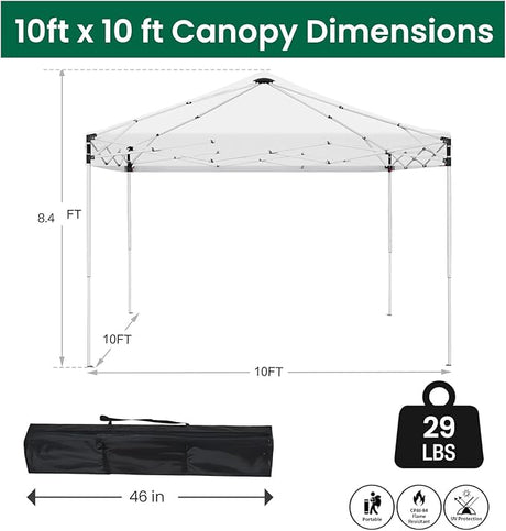 10x10ft Pop Up Canopy Tent,Heavy Duty Waterproof Folding Tent for Camping Parties Events Parties,Outdoor Canopy,Portable Sun