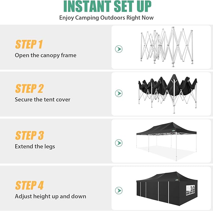 COBIZI 13x26 Pop Up Tent Heavy Duty Canopy with Removable Sidewalls Party Tent Outdoor Wedding Large Event Tent with Roller