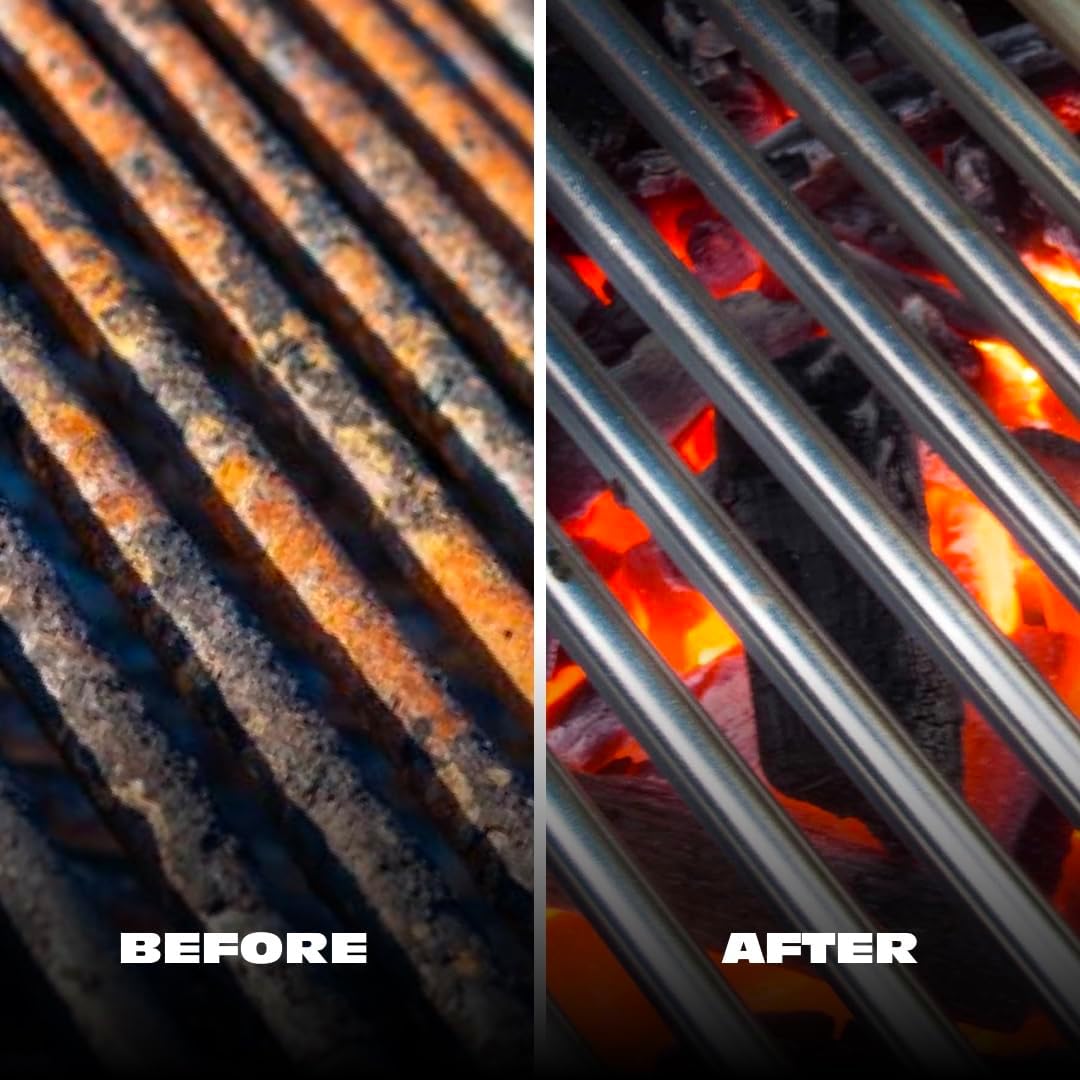 BBQ-AID All Angles BBQ Grill Brush for Outdoor Grill - Cleans All Angles, Large Wooden Handle, and Stainless Steel Bristles