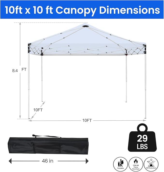 10x10ft Pop Up Canopy Tent,Heavy Duty Waterproof Folding Tent for Camping Parties Events Parties,Outdoor Canopy,Portable Sun
