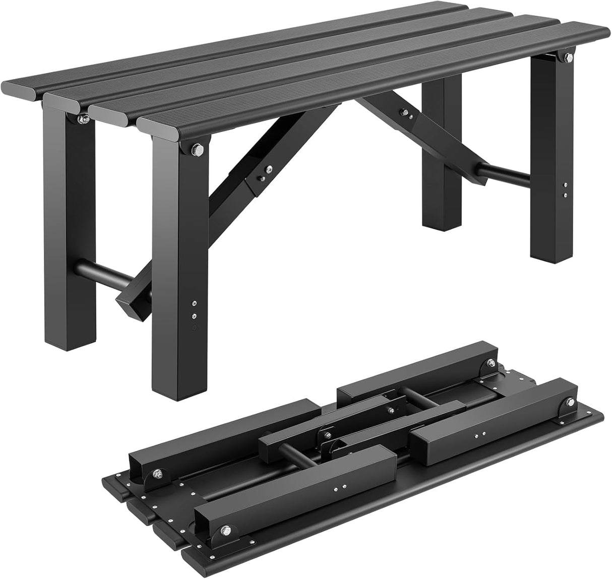 TECSPACE 2-Person Instant Folding Bench, 330 LBS Capacity Lightweight Aluminum Foldable Bench, No Assembly Required, Sets Up