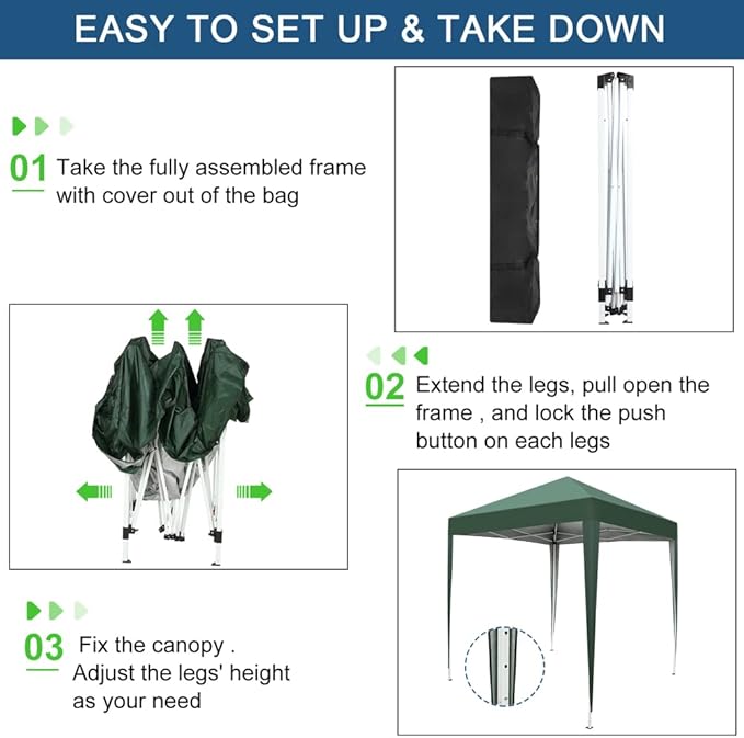 Outvita 6.5x6.5ft Pop Up Canopy Tent, Outdoor Instant Shelter Folding Canopy with Carry Bag for Commercial Events, Party,