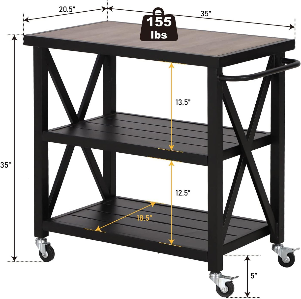 PHI VILLA Outdoor Grill Table, Elegant Grill Cart with Ceramic Wood Grain Table Top, Serving Cart with Shelves, Patio