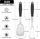 Grill Tools BBQ Accessories Set of 2, 15.8'' Heavy Duty Stainless Steel Grill Utensils with Grill Spatula and Fork, Full